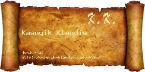 Kasnyik Klaudia névjegykártya